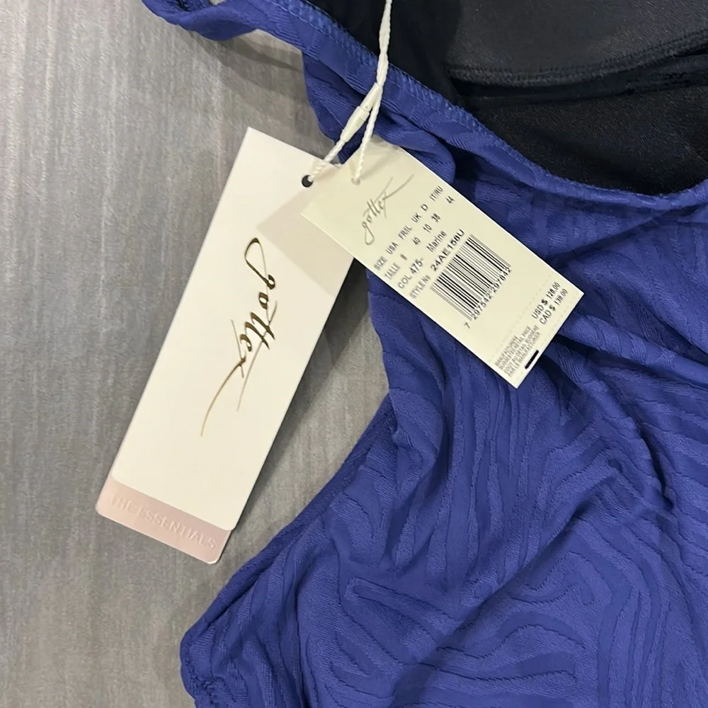 NWT Gottex Women's Standard African Escape Surplice One Piece Size 8 Blue